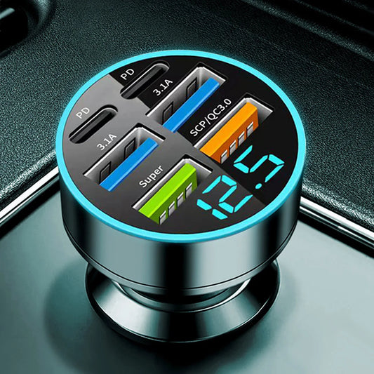 🚗⚡ Carregador Veicular 6 Portas USB Super Rápido com Display Digital ⚡🚗

Chega de briga por tomada no carro!
Com o Carregador Veicular 6 em 1, você carrega até 6 dispositivos ao mesmo tempo com super velocidade e