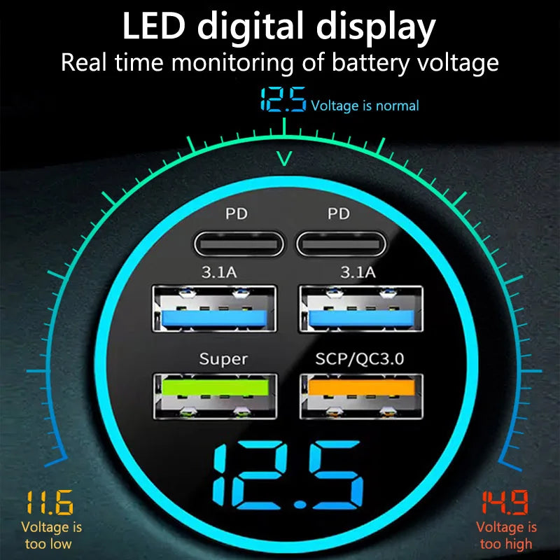 🚗⚡ Carregador Veicular 6 Portas USB Super Rápido com Display Digital ⚡🚗

Chega de briga por tomada no carro!
Com o Carregador Veicular 6 em 1, você carrega até 6 dispositivos ao mesmo tempo com super velocidade e